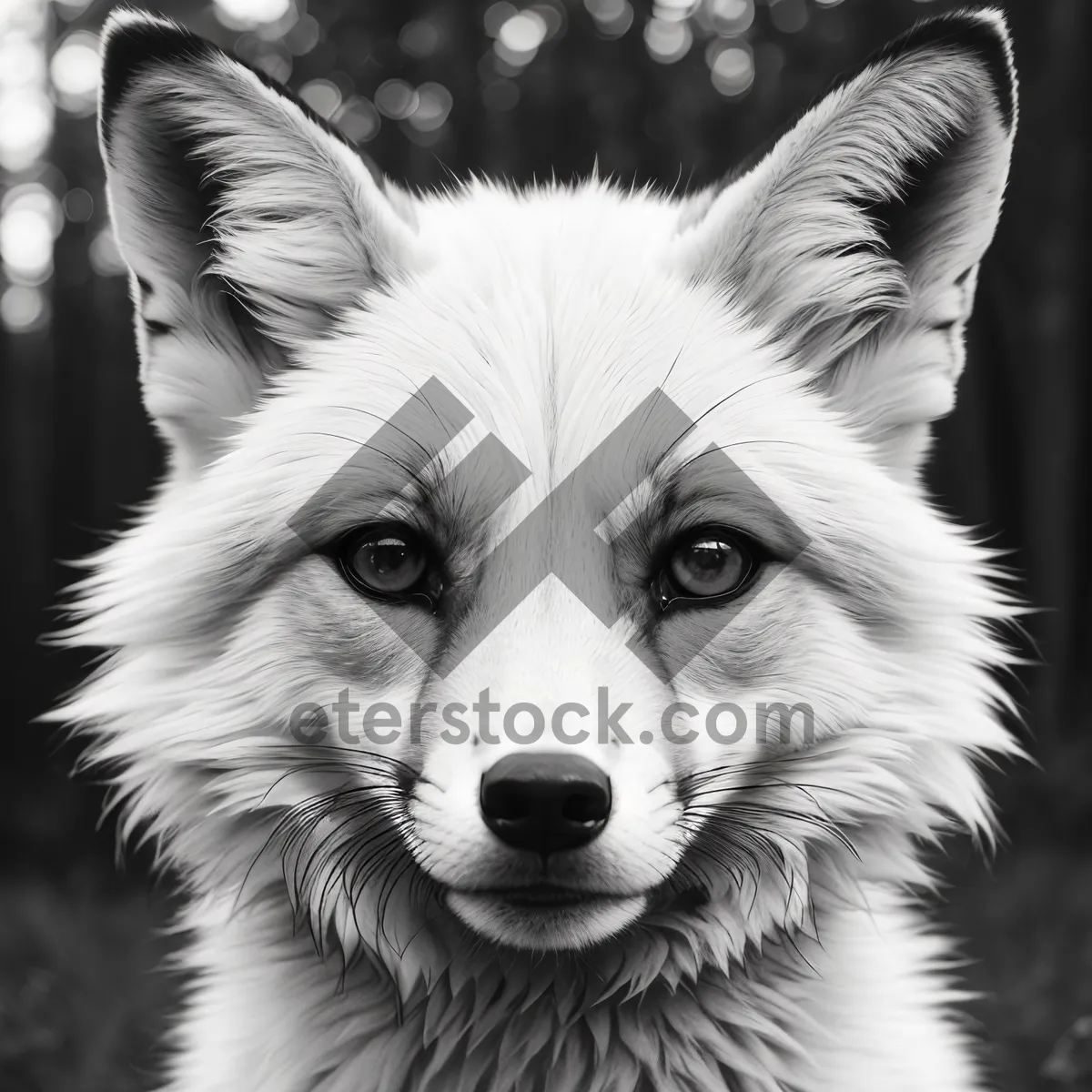 Picture of Cute White Wolf Collie - Domestic Sled Dog Portrait