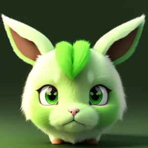 Cute Fluffy White Bunny Cat with Adorable Eyes