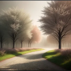 Serene Rural Road Under Sunny Sky