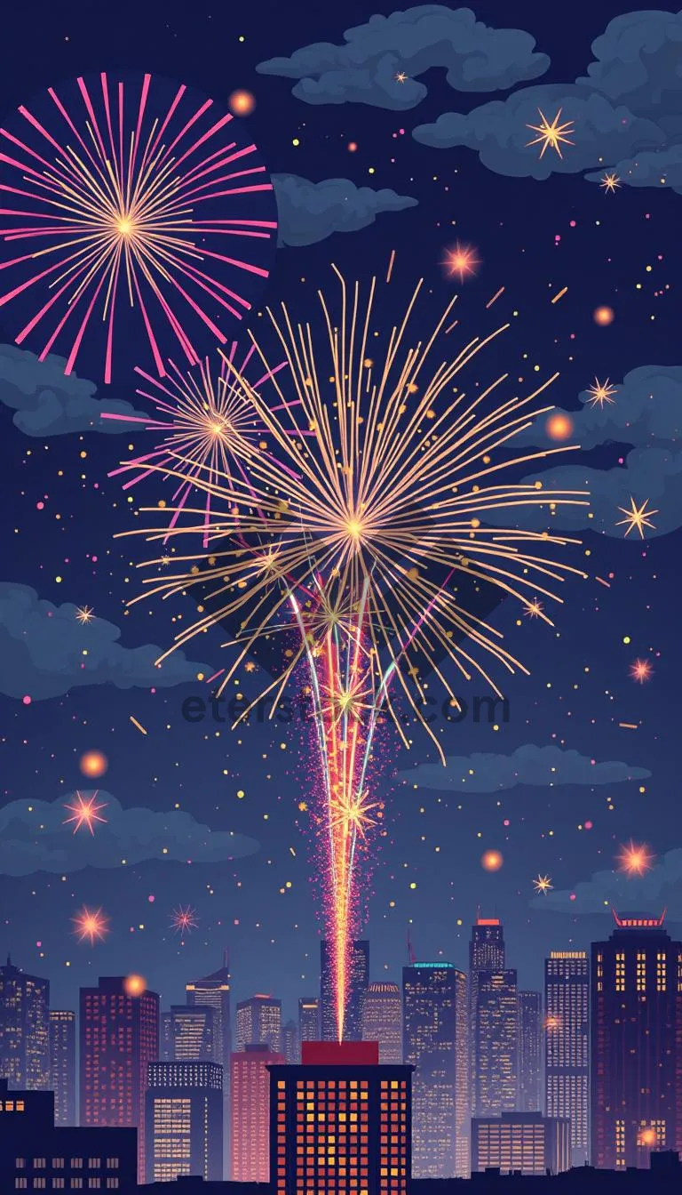 Picture of Bright Firework Festival Night Sky Explosion Glow.