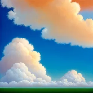 Vibrant Summer Sky with Fluffy Clouds