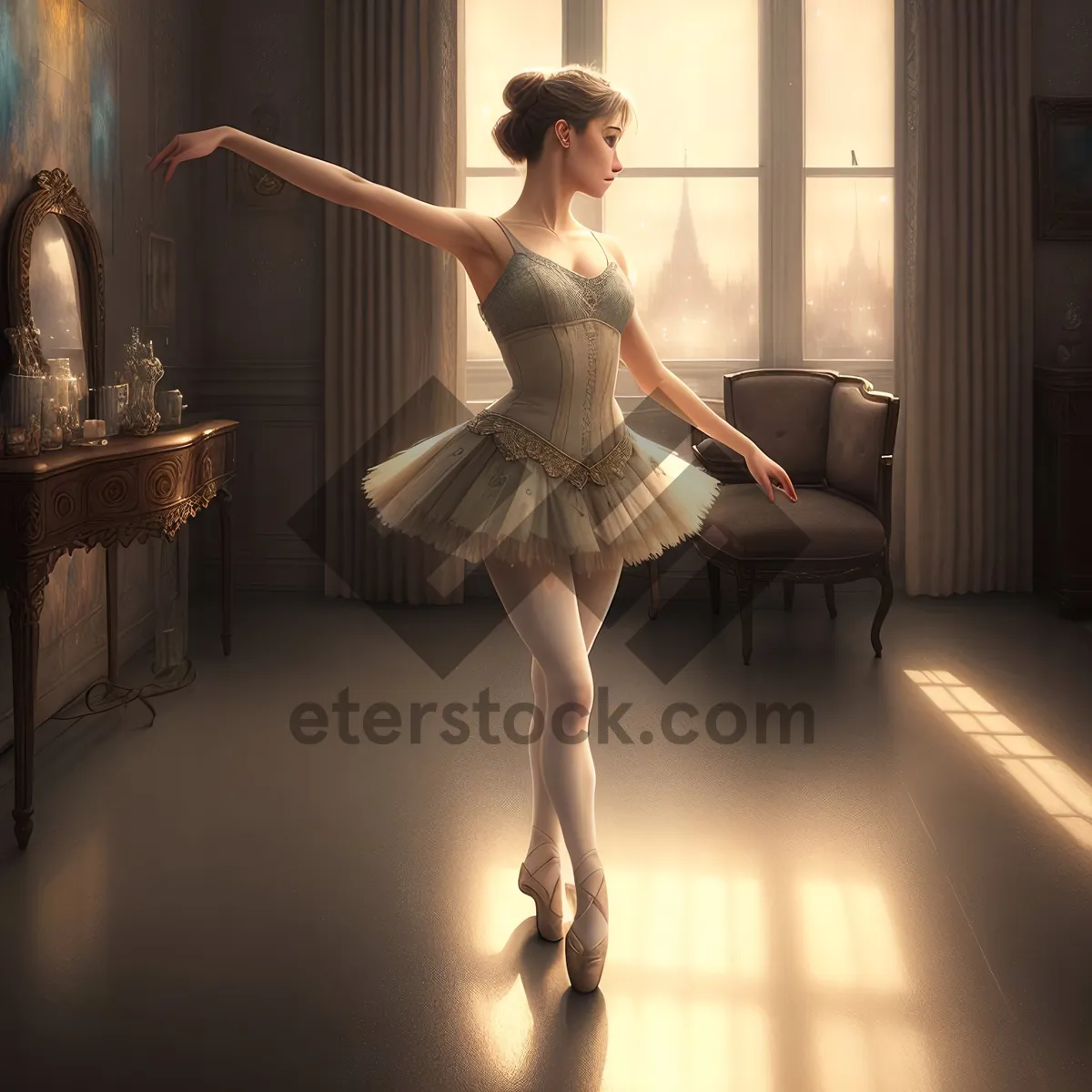 Picture of Elegant ballet performer showcasing fashion in studio