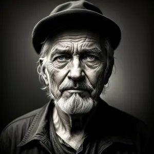 Serious Elderly Man with Intense Expression