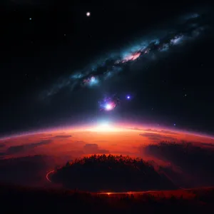 Glowing Fantasy Planet in Dark Celestial Sky