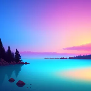 Serenity at Sunset: Coastal Reflections on Tranquil Waters
