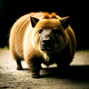 Wild Boar Grazing in Brown Field