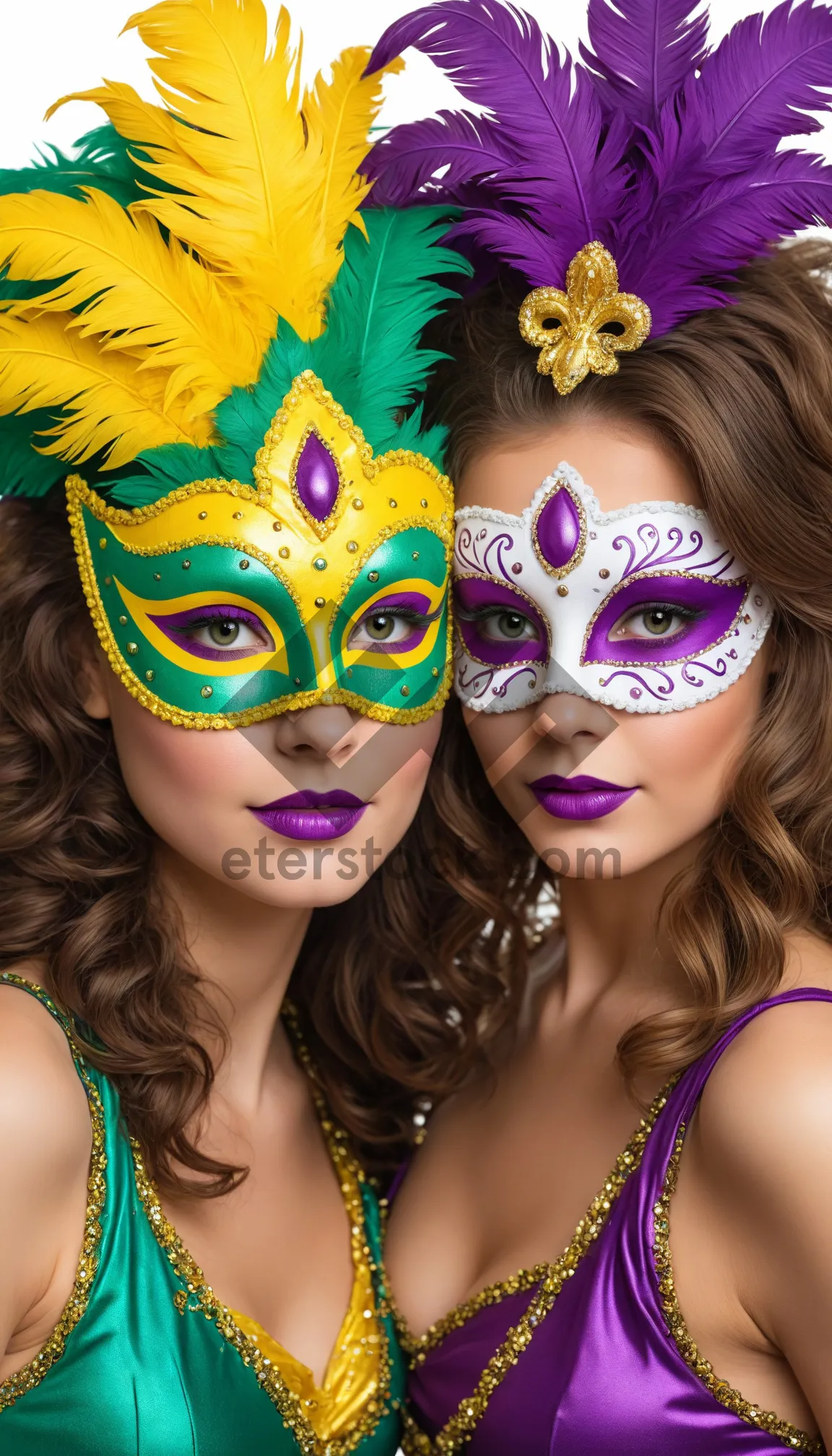 Picture of Fashionable model with attractive mask and sensual makeup.