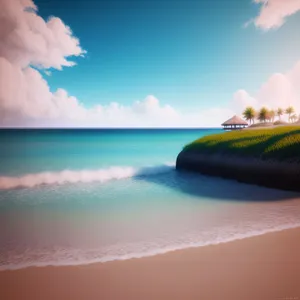 Turquoise Paradise: Serene Beach Sunset Reflection