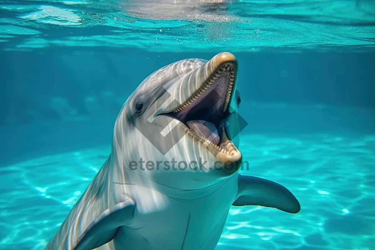 Picture of Marine vacation: Swimming with dolphins in tropical waters.