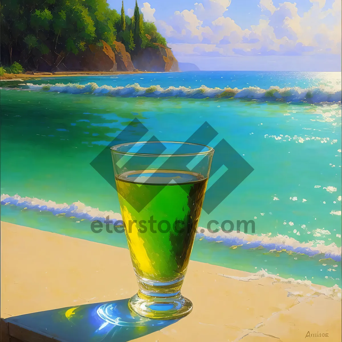 Picture of Golden Celebration: a Refreshing Cold Beer in Glass