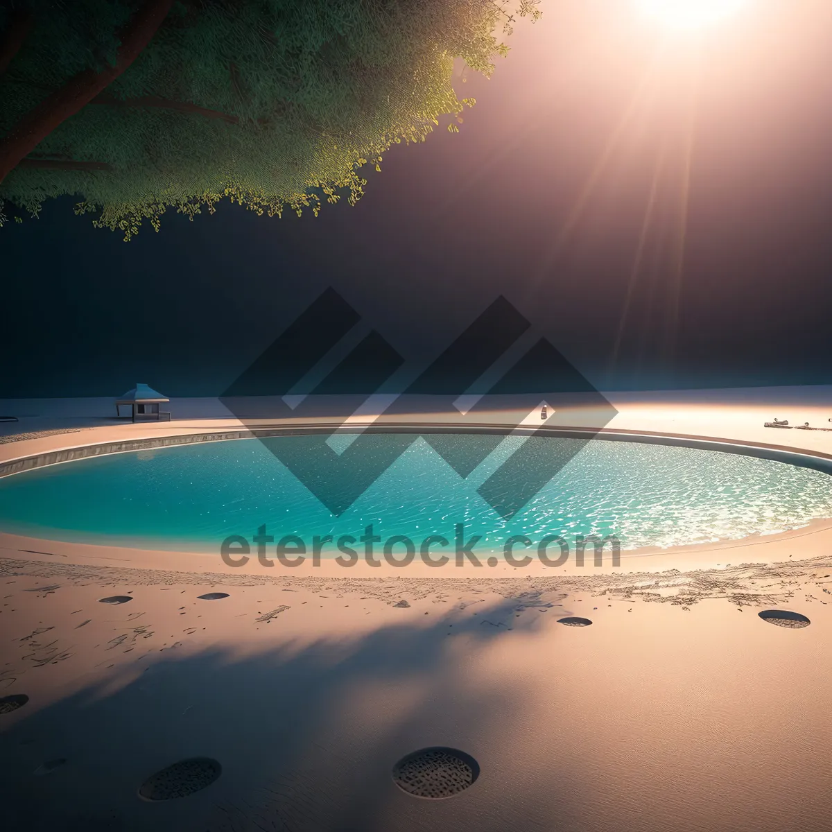 Picture of Tranquil Tropical Oasis with Clear Blue Skies