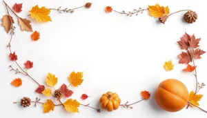 Autumn Floral Frame with Orange and Yellow Leaves