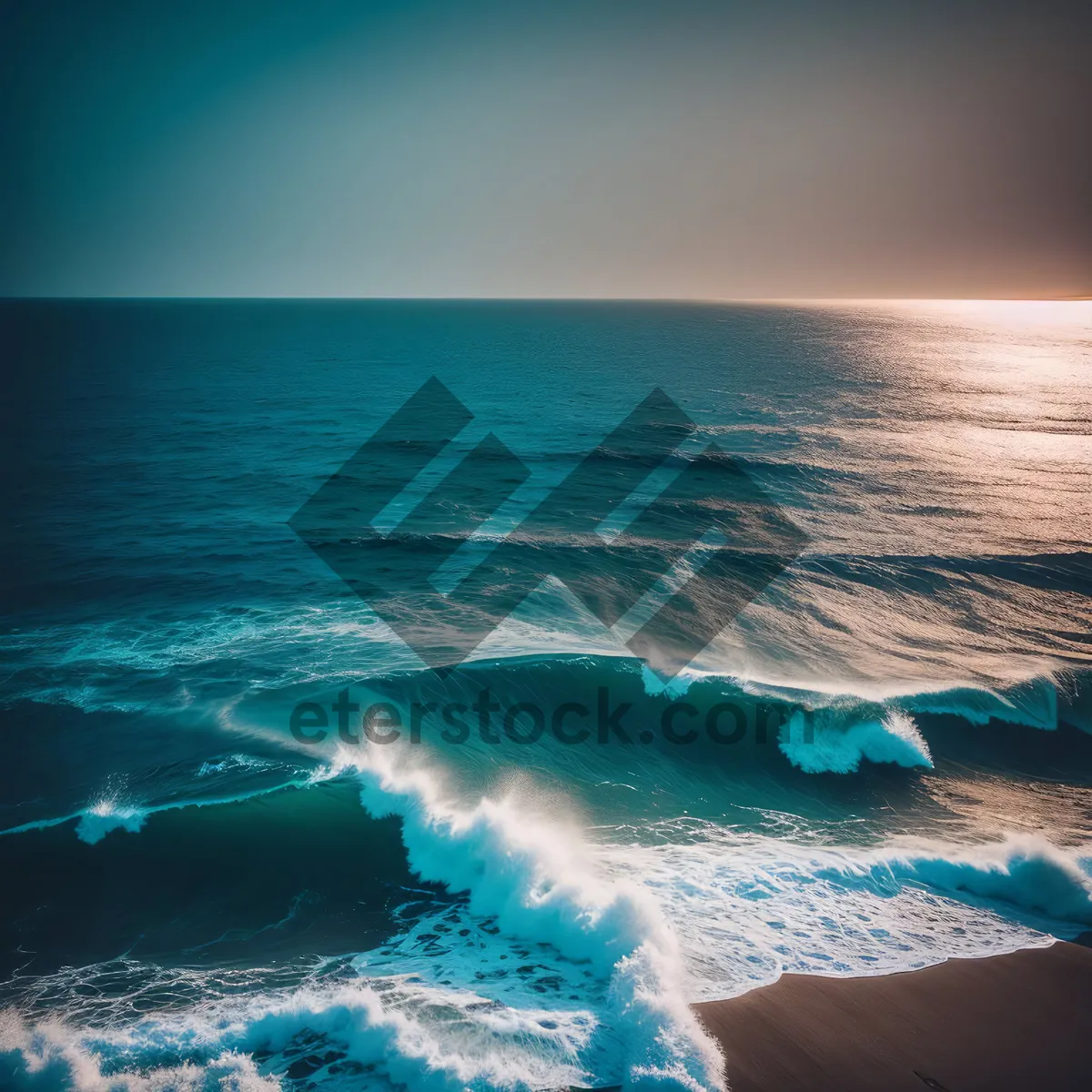 Picture of Serene Beachscape with Turquoise Waves and Golden Sand