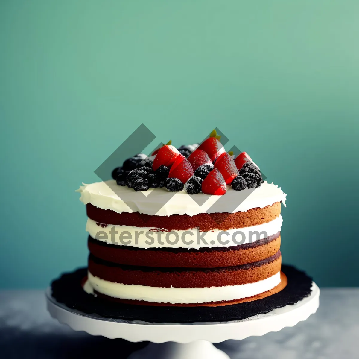 Picture of Delicious Berry Birthday Cake with Chocolate Frosting