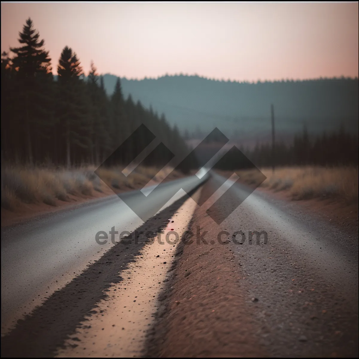 Picture of Secluded Skyline: Tranquil Road through Scenic Countryside