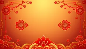 Floral Curve Wallpaper Design Framed with Ornate Elements.