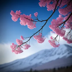 Pink Cherry Blossom Tree in Japanese Forest