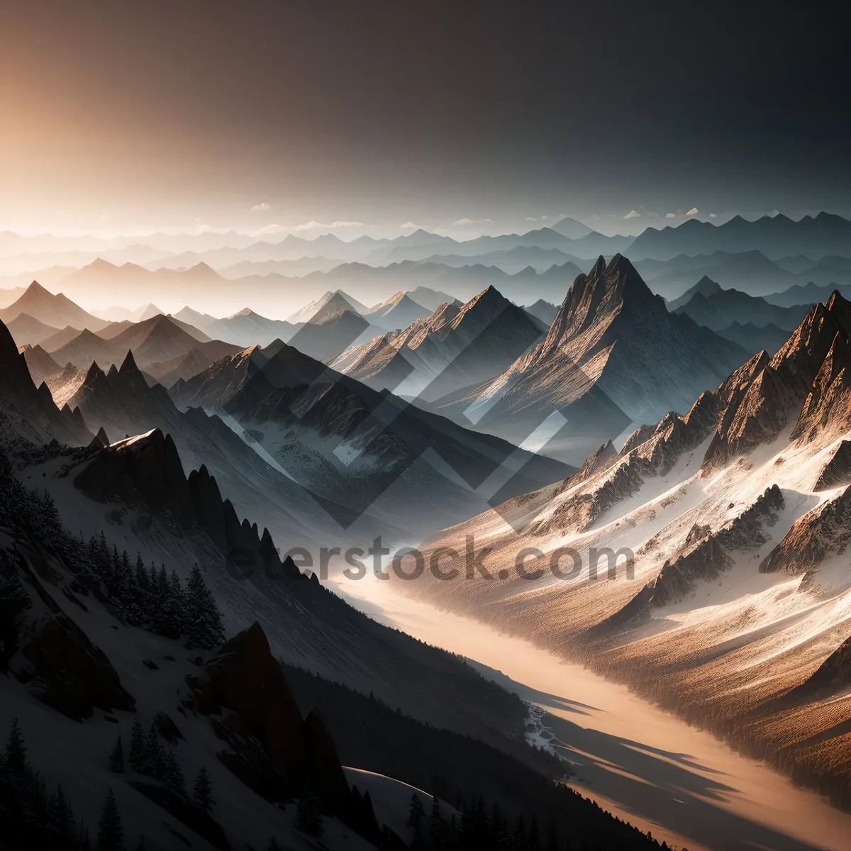 Picture of Snow-capped Majestic Alpine Mountain Range