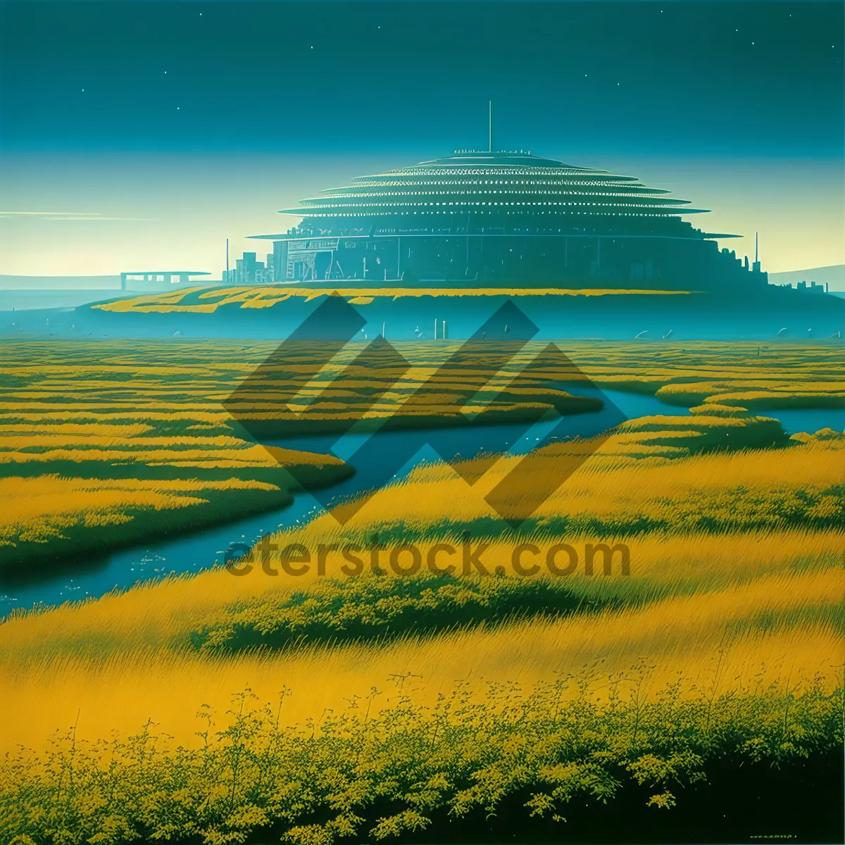 Picture of Serenity in the Summer Sky: Rural Field Meets Endless Horizon