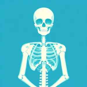 Anatomical Skeleton Illustration with 3D Rendered Skull