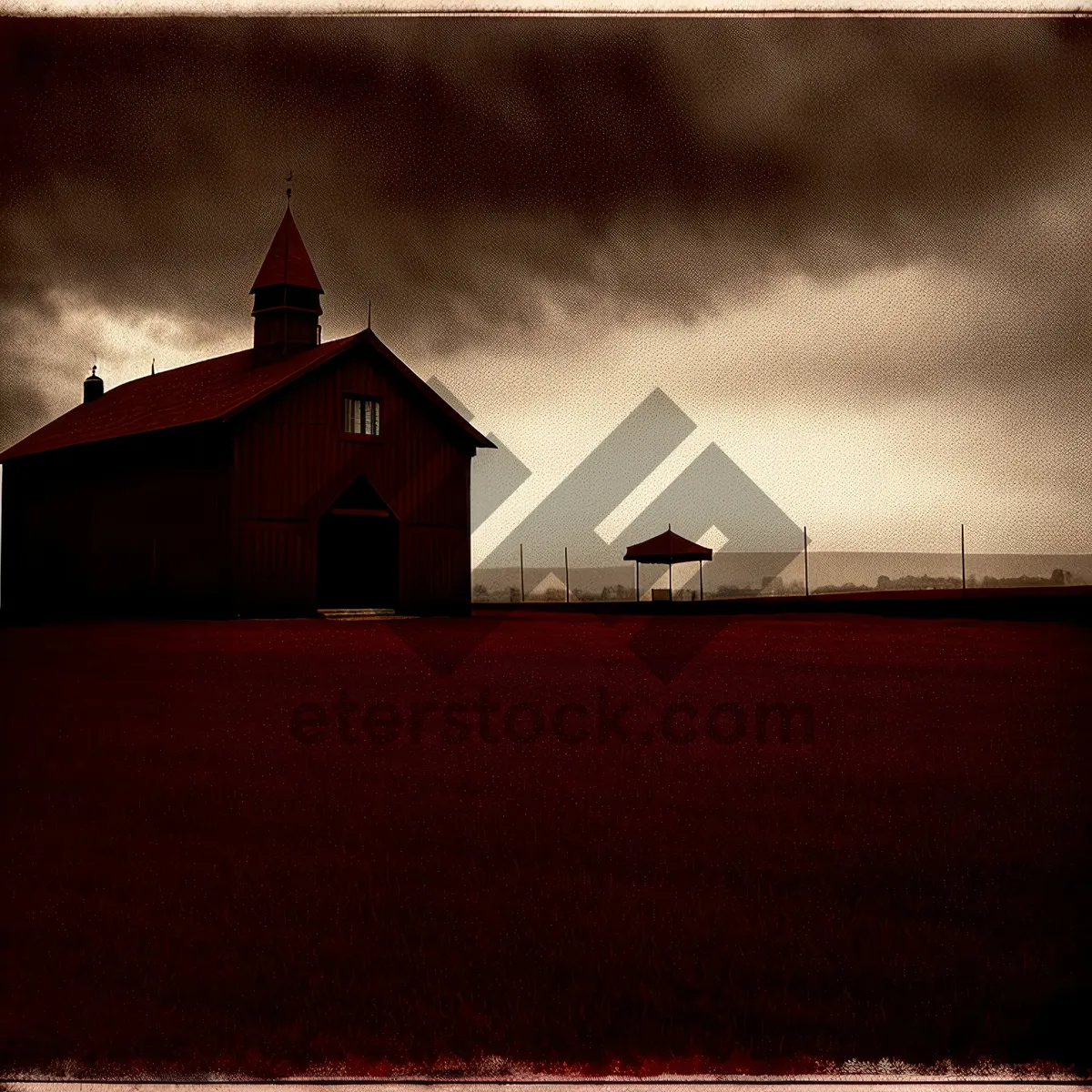 Picture of Rustic Farm Tower Amidst Serene Countryside