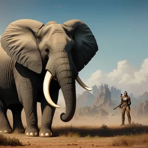 Majestic tusker leading a wildlife safari.