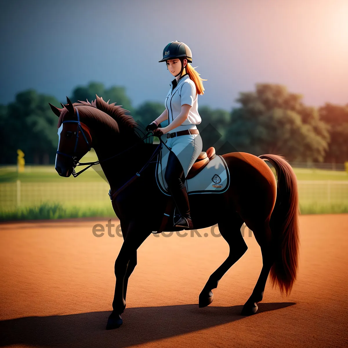 Picture of Horse Polo: Rider with Mallet and Stallion