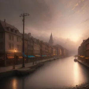 Enchanting River Cityscape Under Night Sky