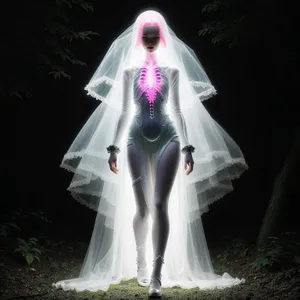Happy newlywed couple with wedding dress in plastic bag