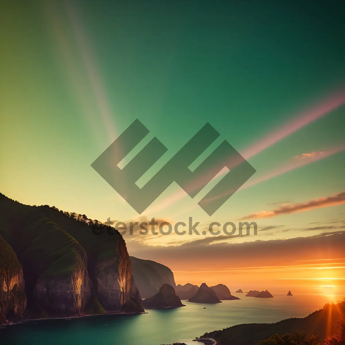 Picture of Golden Horizon over Serene Ocean