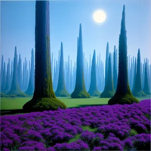 Purple Lavender Field in Beautiful Landscape