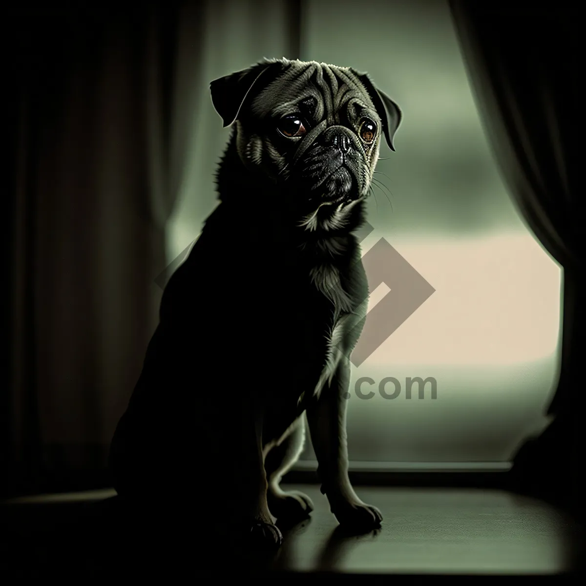 Picture of Pug Puppy - Adorable Purebred Canine in Studio Portrait