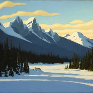 Snowy Alpine Ski Slope amidst Majestic Mountains