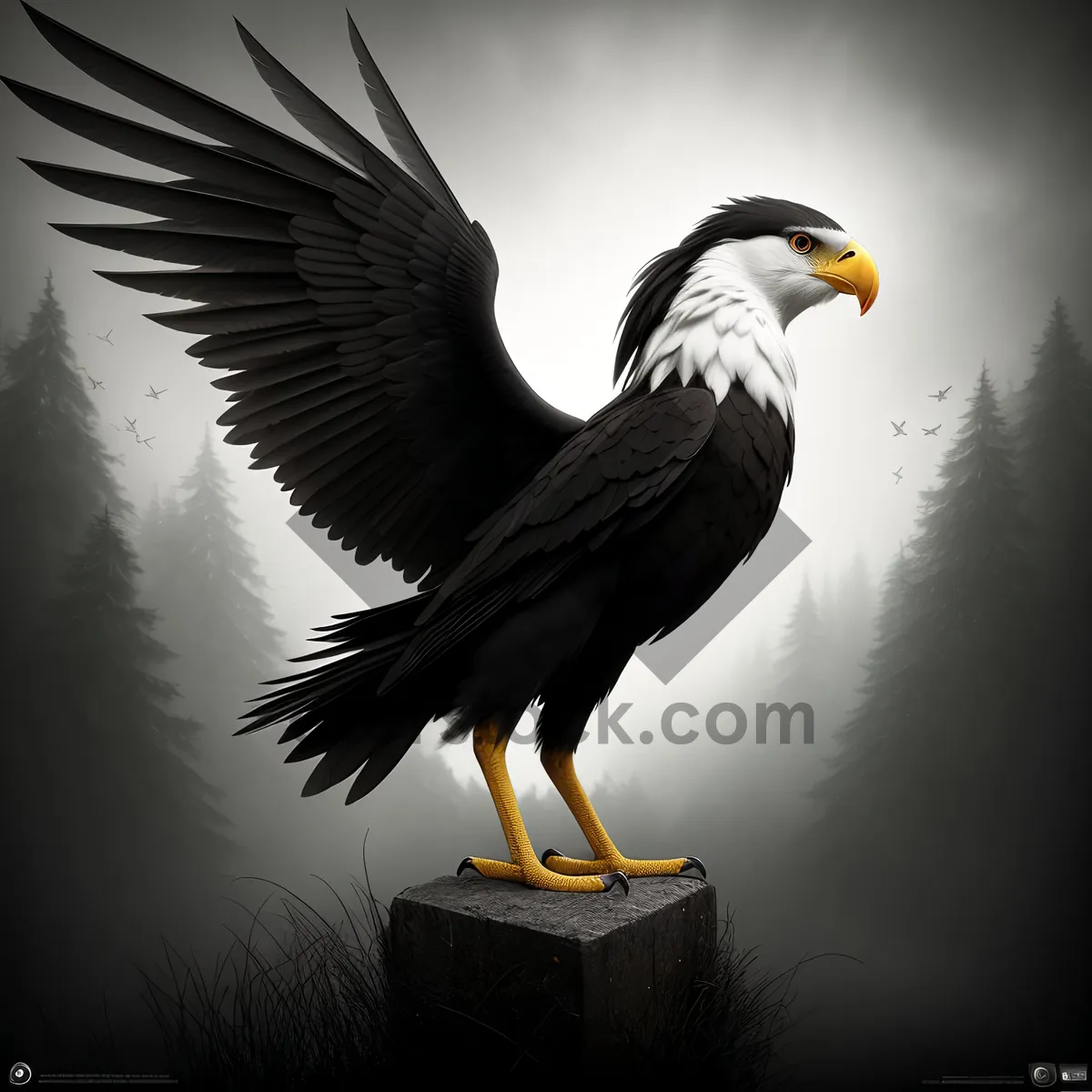 Picture of Bald Eagle Wildlife Predator with Majestic Wings