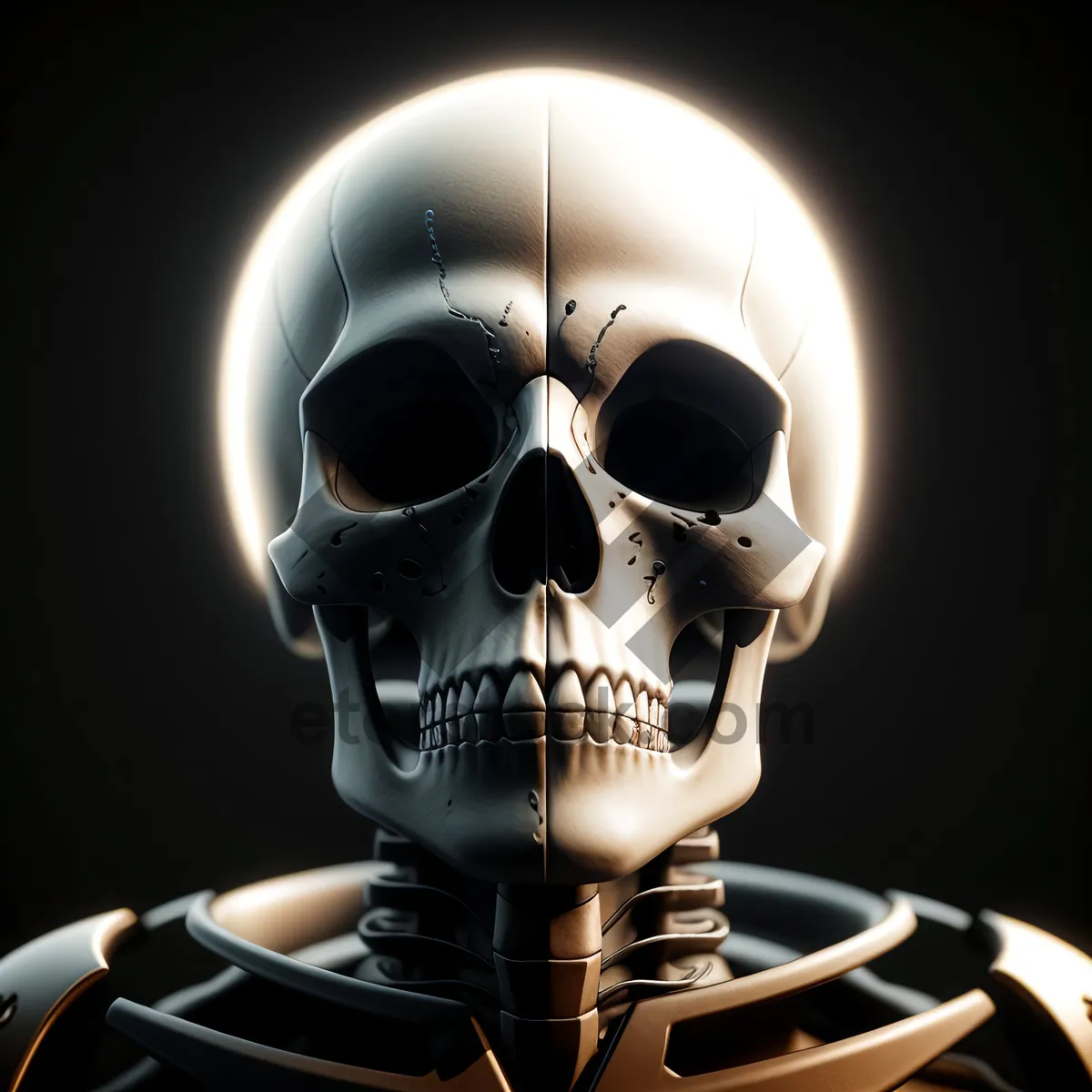 Picture of Terrifying skeletal pirate bust sculpture.