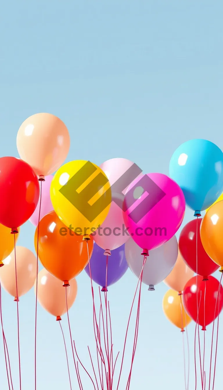 Picture of Festive Party Decorations with Colorful Balloons and Ribbon