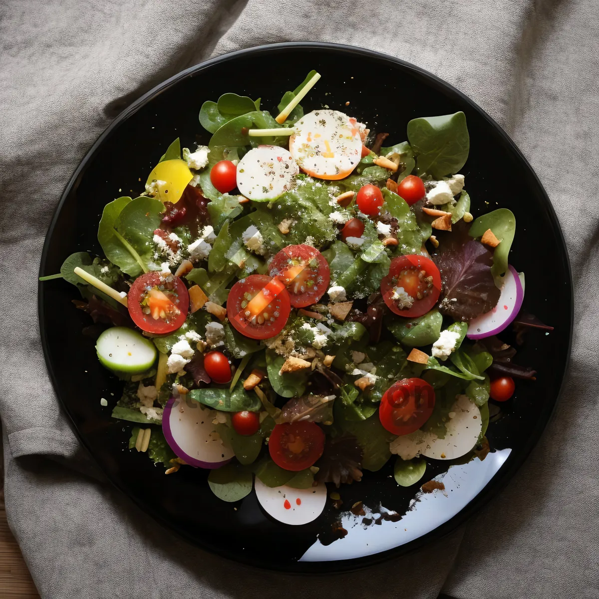 Picture of Delicious fruit and vegetable salad with meat