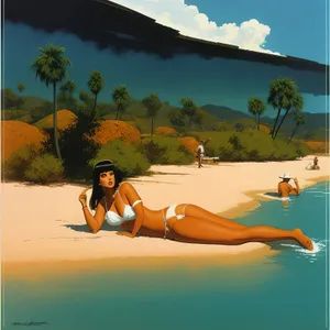 Stunning Beach Bikini Babe Enjoying Tropical Getaway