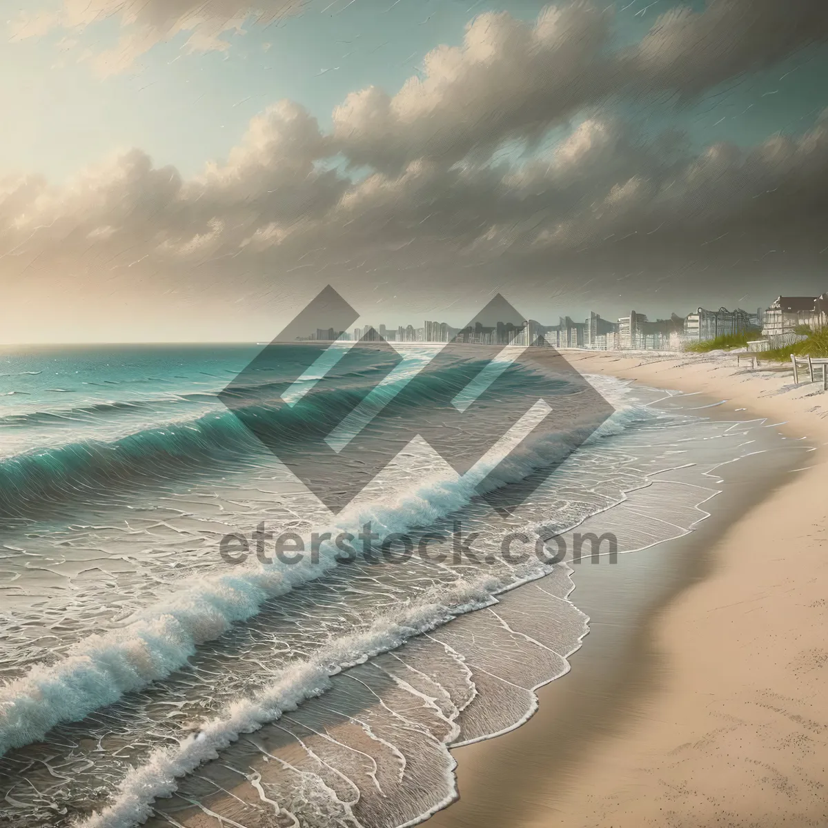 Picture of Tranquil Beachscape under Clear Blue Skies