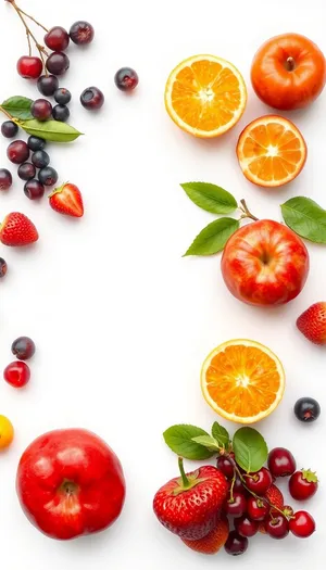 Fresh Healthy Fruit Collection with Vitamin-Rich Berries