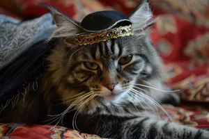 Adorable gray tabby cat with fluffy whiskers