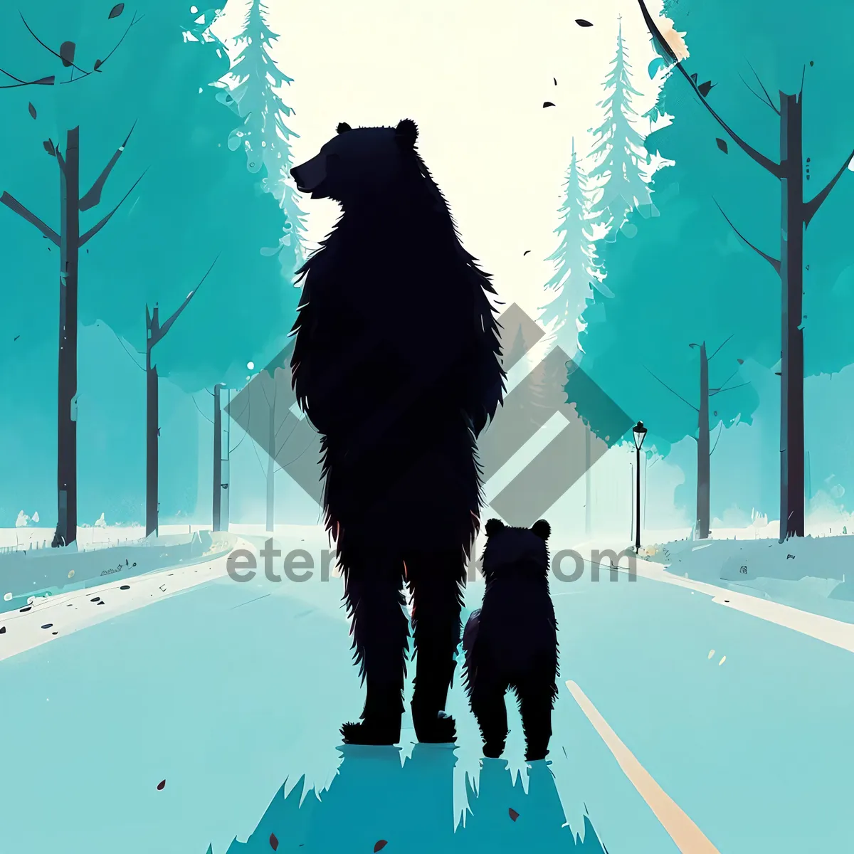 Picture of Winter Wonderland: Skiing with Shepherd Dogs in Snowy Forest