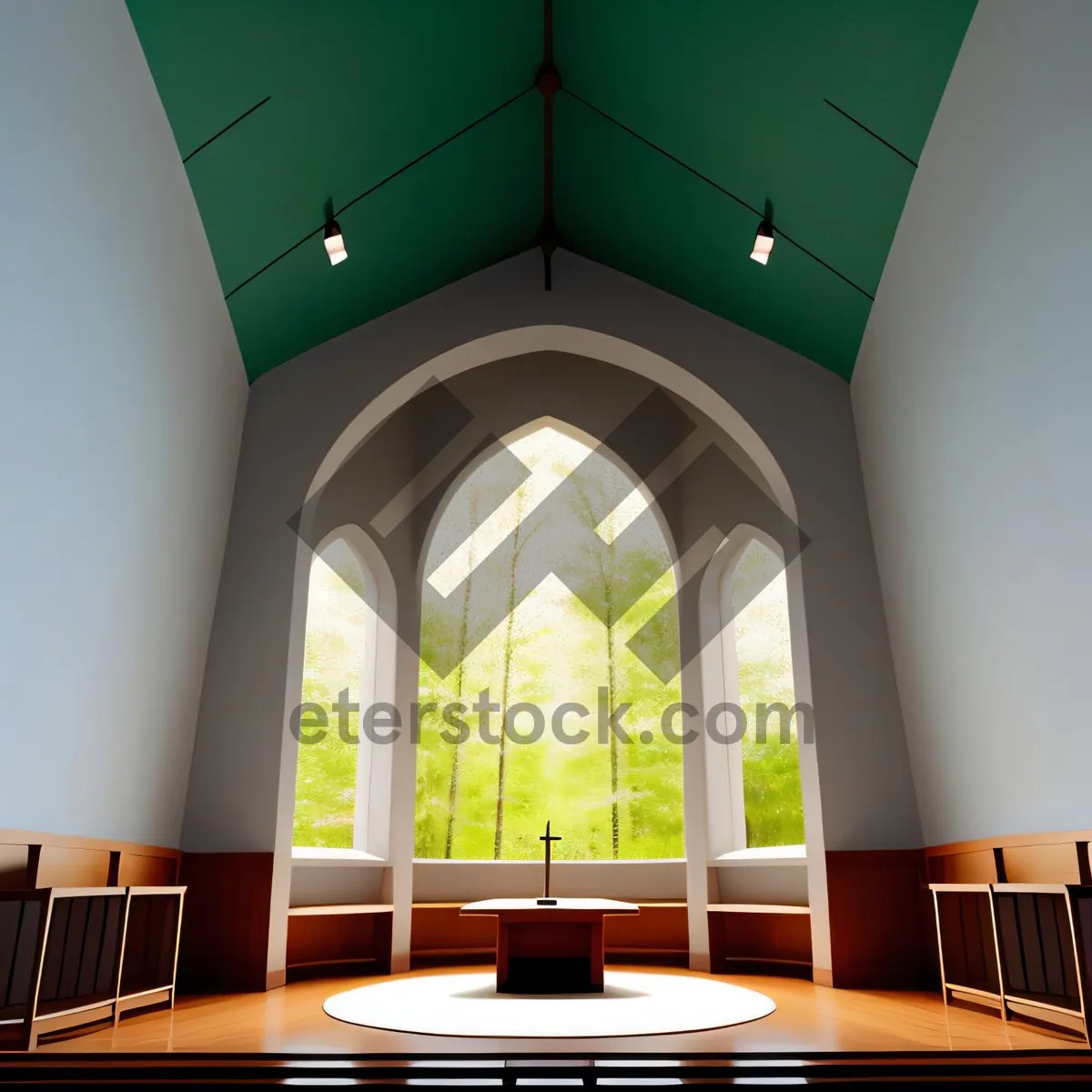 Picture of Lovely Cathedral's Majestic Interior with Ornate Altar