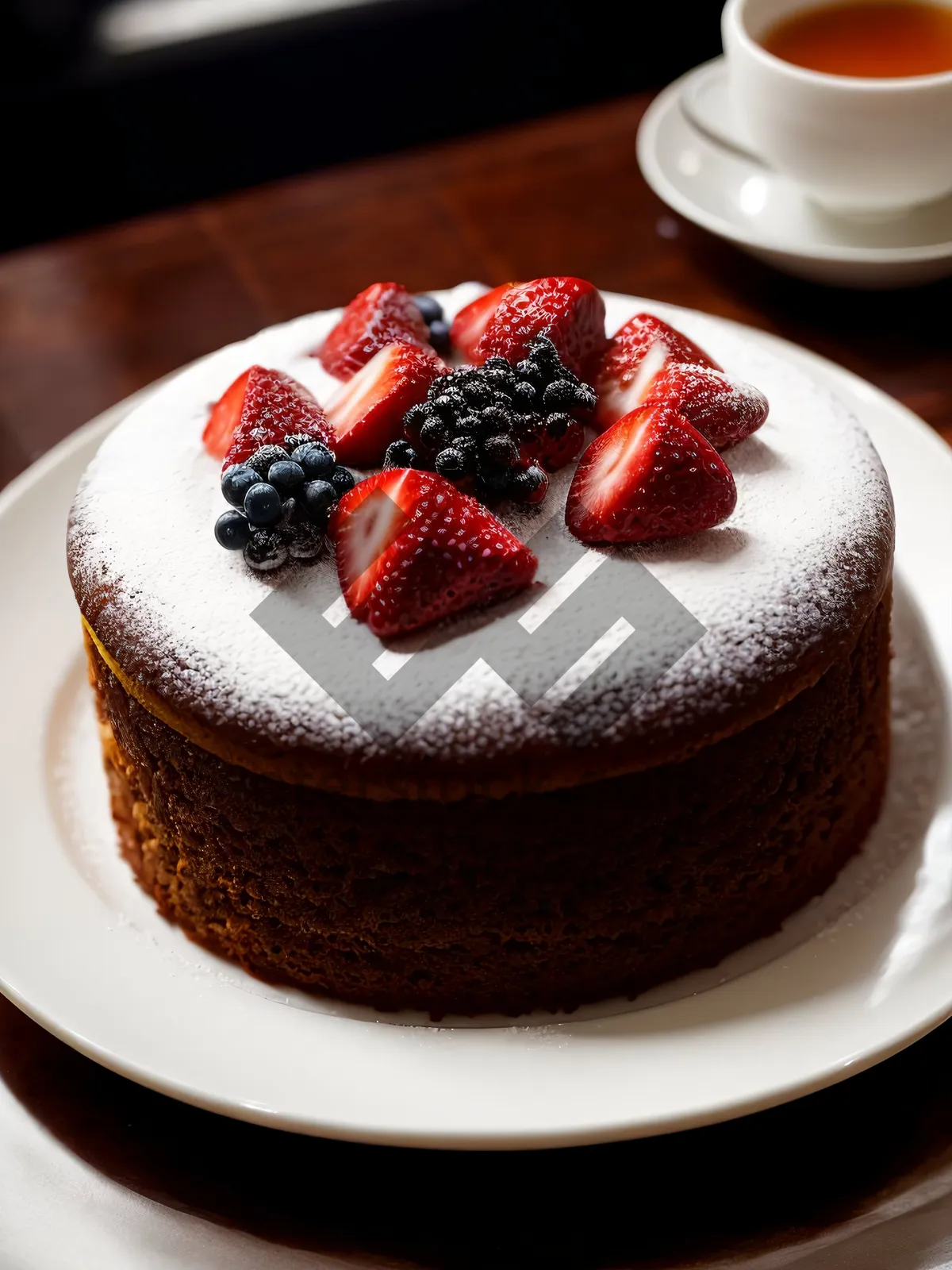 Picture of Sweet Berry Breakfast Cake with Fresh Mint Garnish