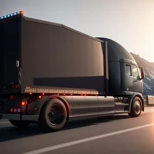 Transport Truck Hauling Cargo on Highway