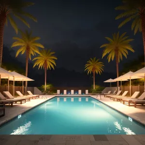 Serene Sunset Bliss: Beachfront Resort Hotel and Pool