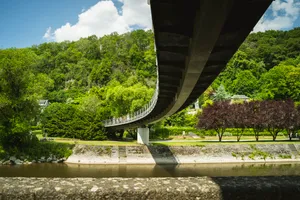 Scenic River Bridge in Summer Landscape