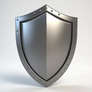Metal shield graphic symbol emblem with shiny elements.