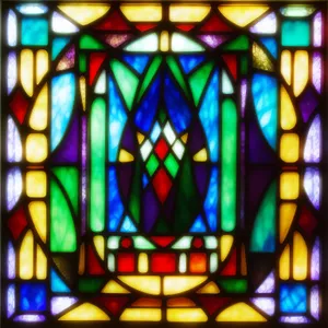 Vibrant Mosaic Window: Abstract, Geometric, Colorful Design