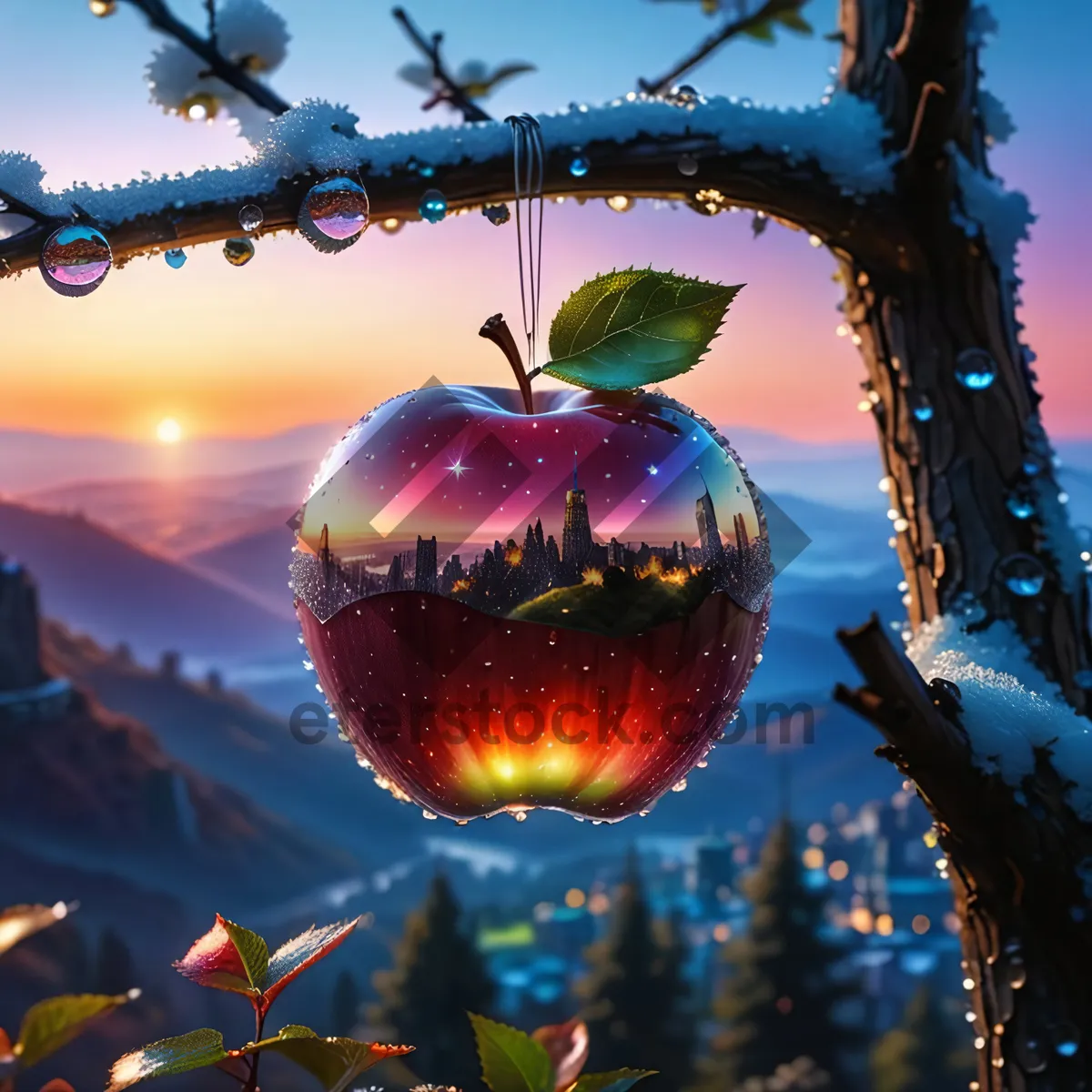 Picture of Festive Winter Apple Tree Decoration Ornament